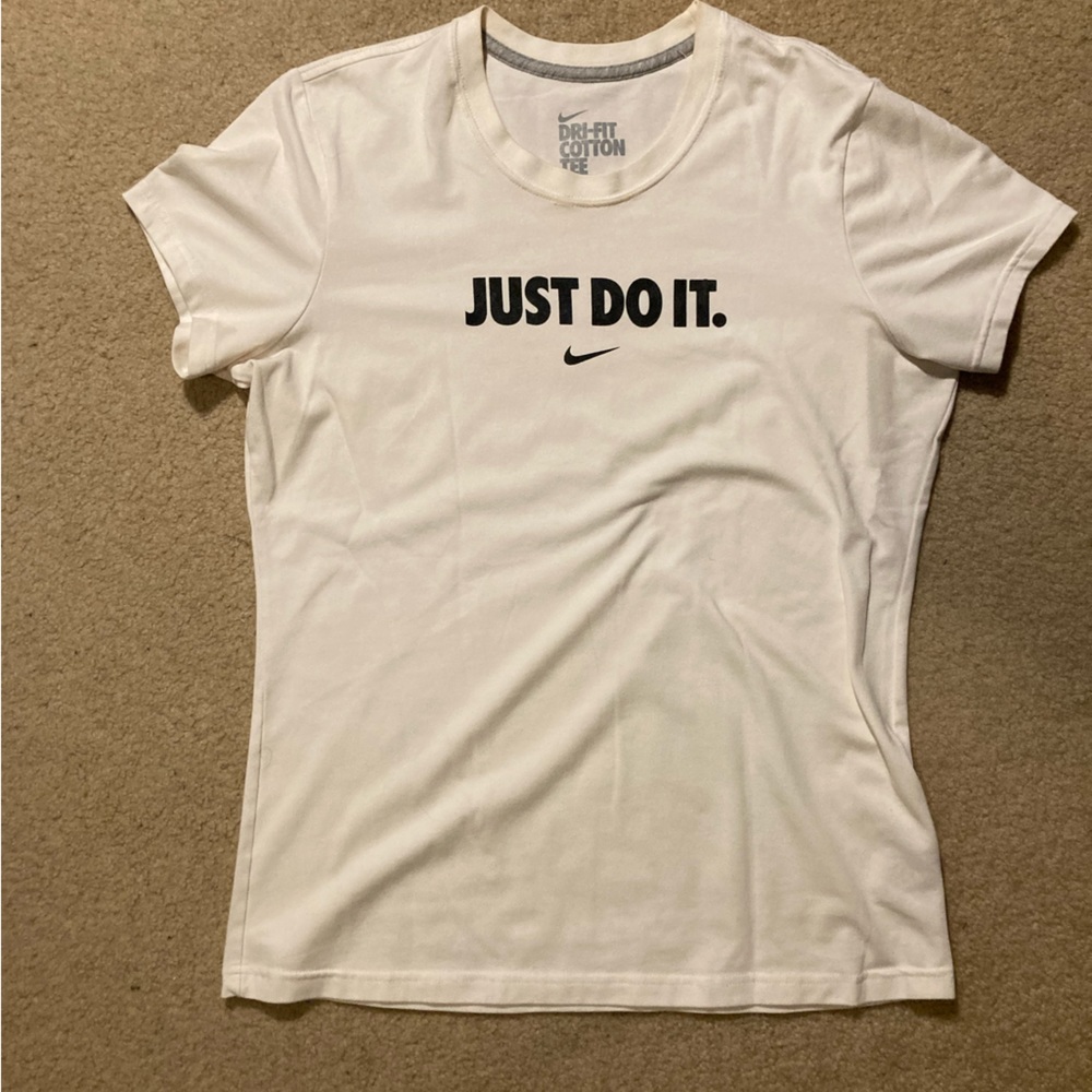 Women’s Nike Just Do It Dri Fit White T Shirt Size Large